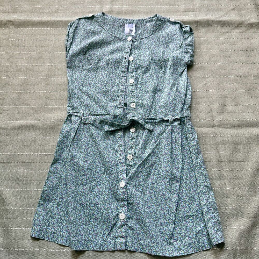 Jacadi Paris Girls Green Button Up Dres Size 6 Great Condition 100% Cotton